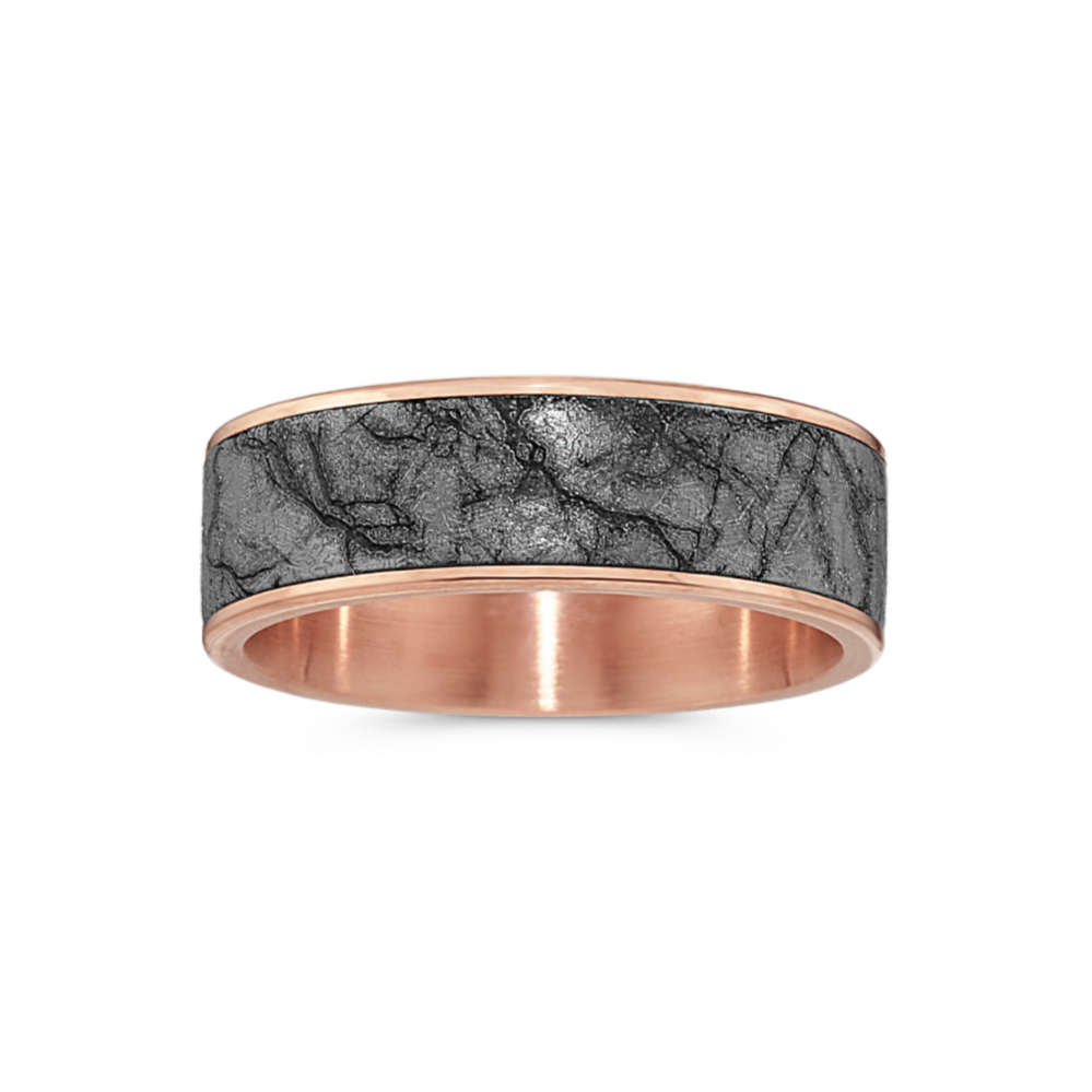 Marbled Wedding Band in Tantalum & Rose Gold (7.5mm)