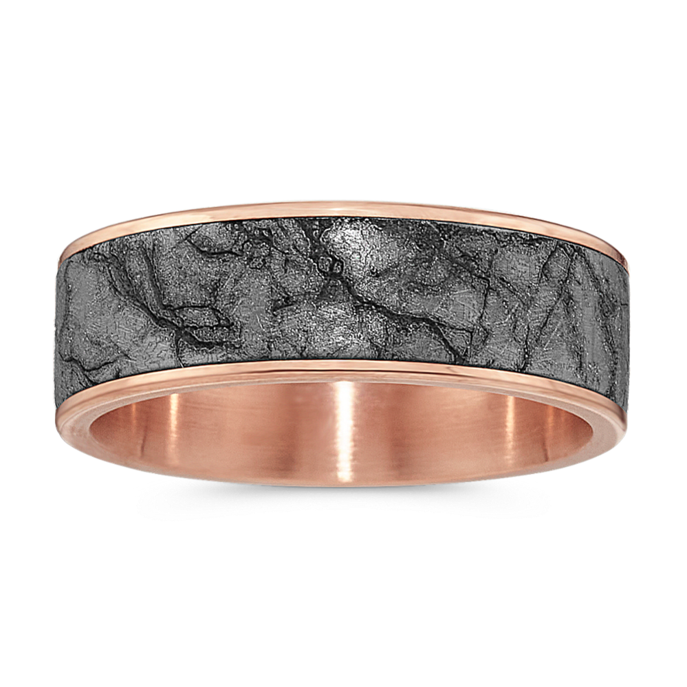 Marbled Tantalum & 14K Rose Gold Band (7.5mm)