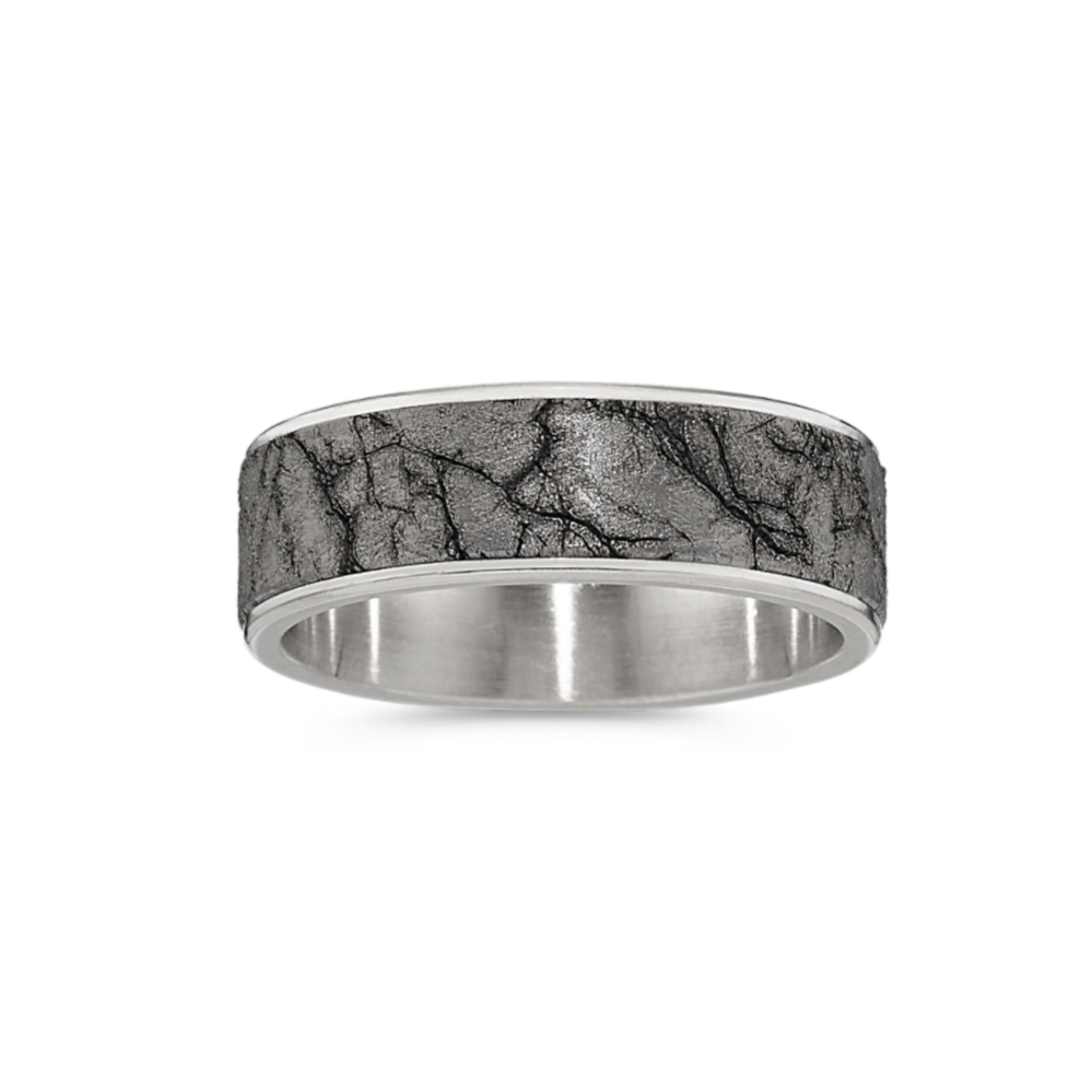 Marbled Tantalum & 14K White Gold Band (7.5mm)