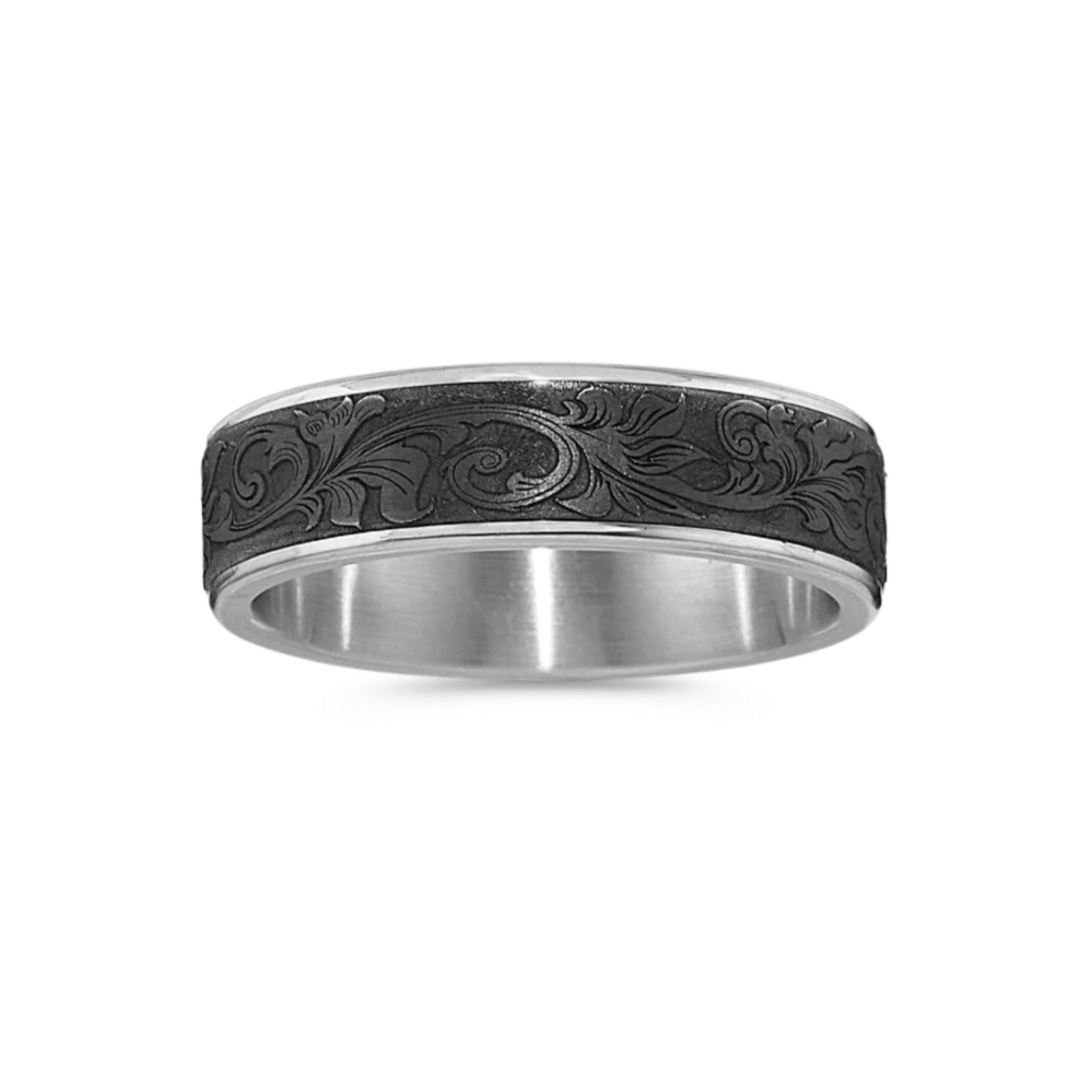 Wedding Band in Tantalum & 14K White Gold (6.5mm)