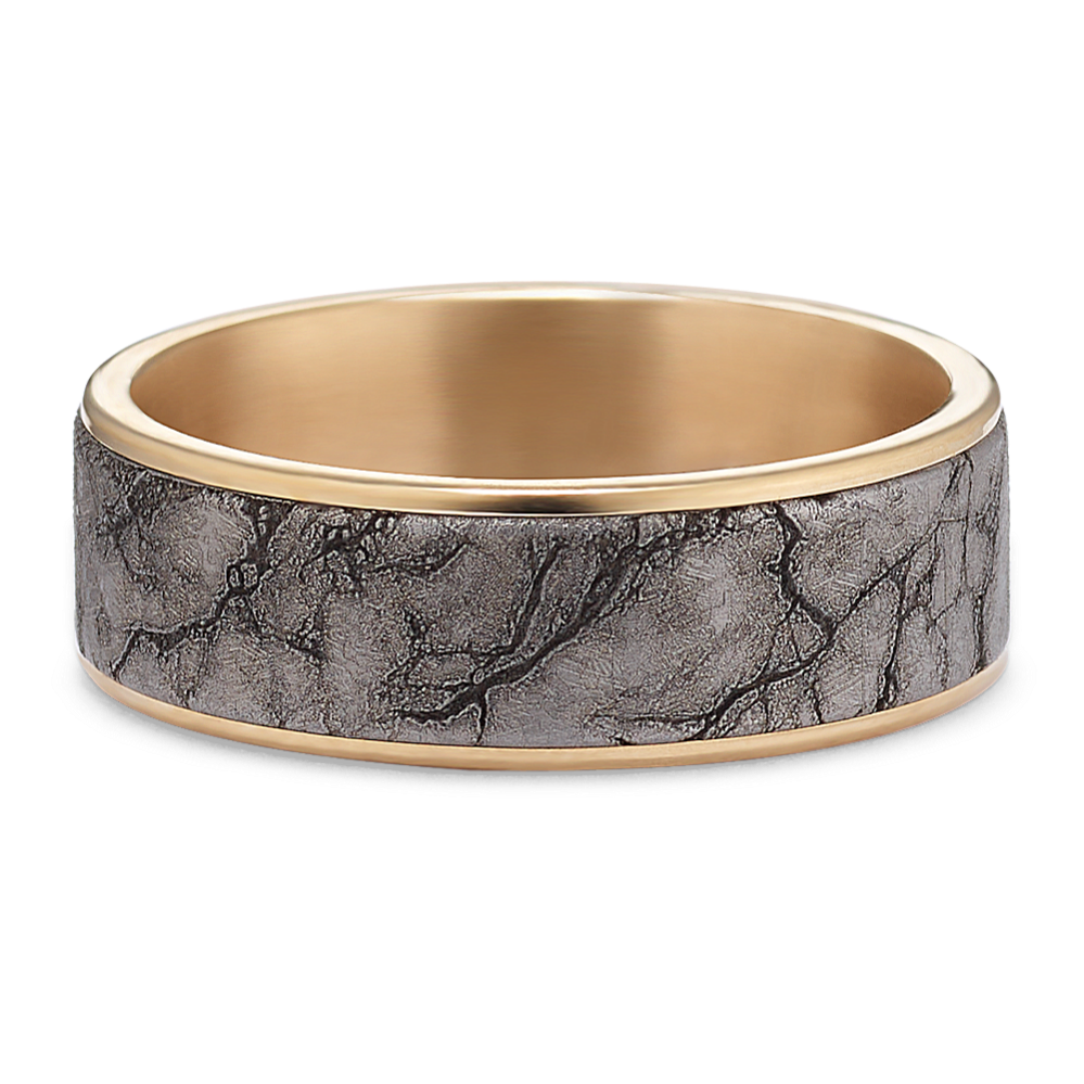 Marbled Band in Tantalum & Yellow Gold (7.5mm)