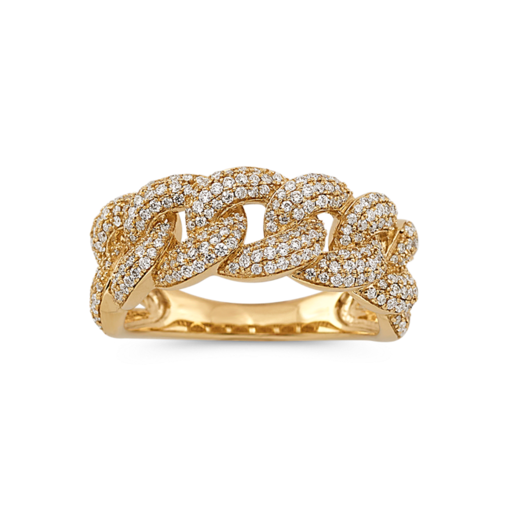 Bonn Diamond Chain Link Ring in 14K Yellow Gold