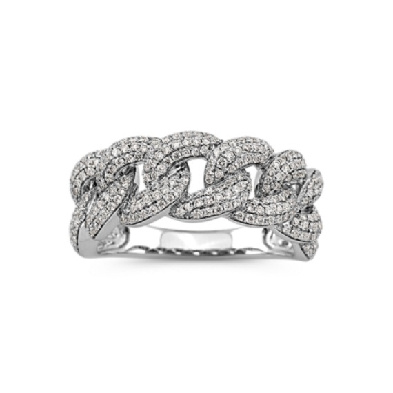Bonn Diamond Chain Link Ring in 14K White Gold