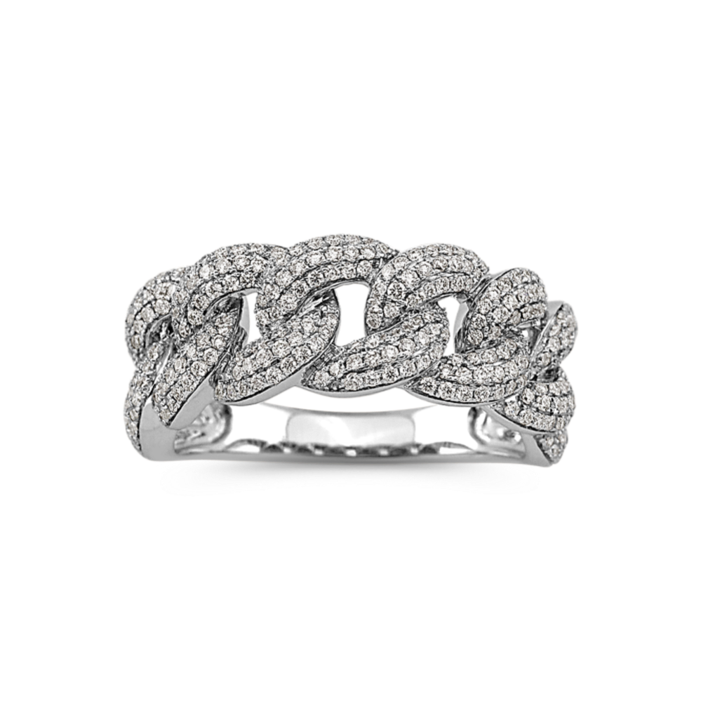 Bonn Diamond Chain Link Ring in 14K White Gold