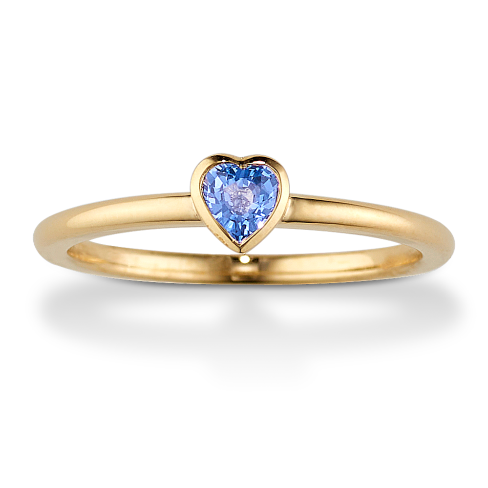 Ice Blue Sapphire Heart Ring in 14K Yellow Gold