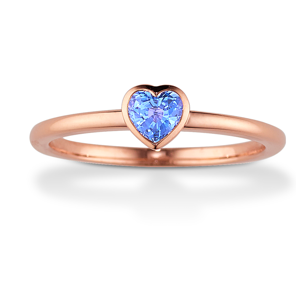 Ice Blue Sapphire Heart Ring in 14K Rose Gold