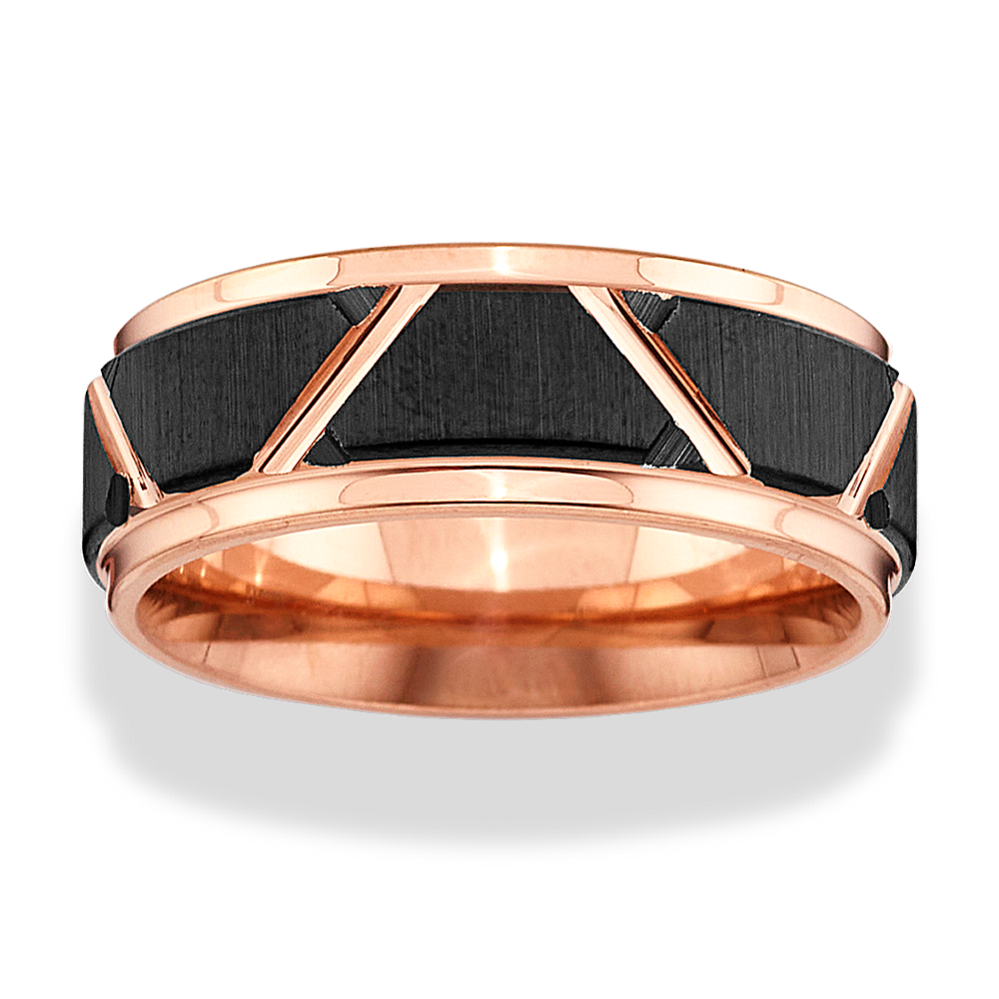 Cobalt with Black and Rose Ionic Plating Wedding Band (8mm)