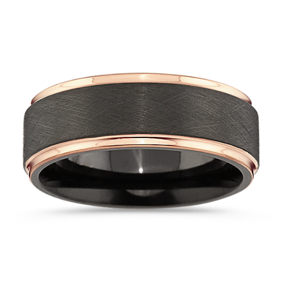 Contemporary Wedding Band in Cobalt and 14K Rose Gold (8mm)