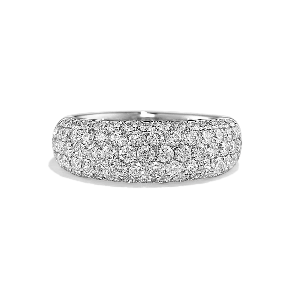 Classic Natural Diamond Cluster Ring in 14K White Gold