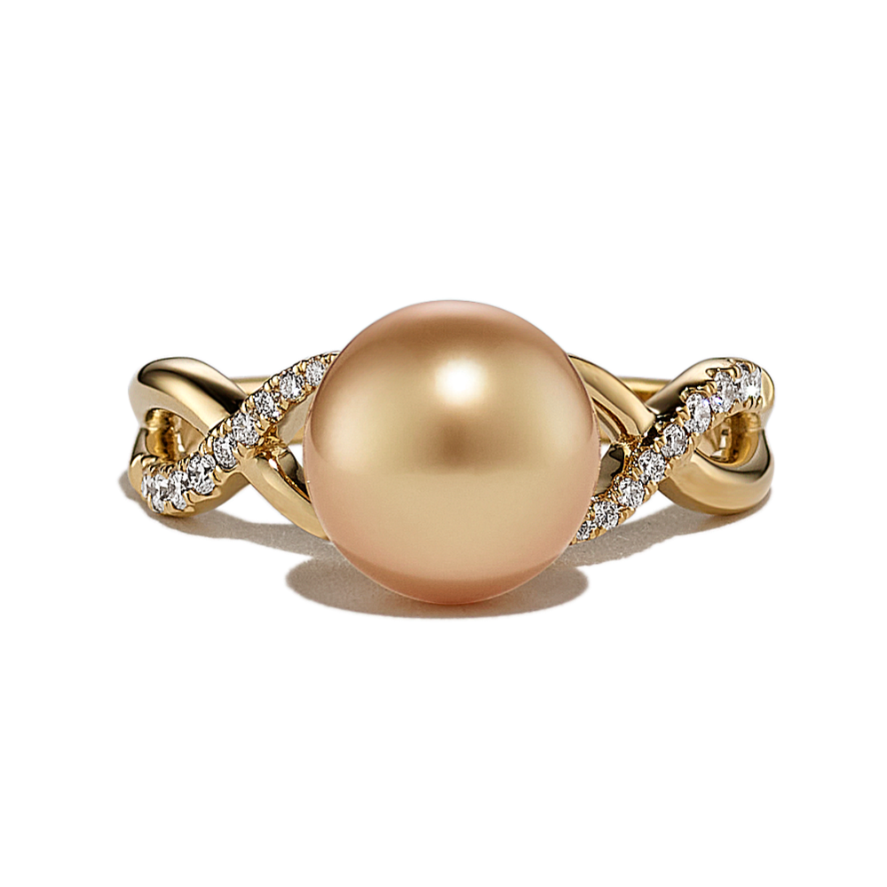 9mm Cultured South Sea Pearl and Diamond Infinity Ring