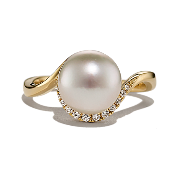 9mm Cultured South Sea Pearl and Diamond Ring | Shane Co.