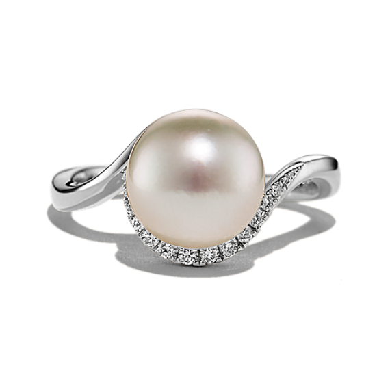 9mm Cultured South Sea Pearl and Diamond Ring