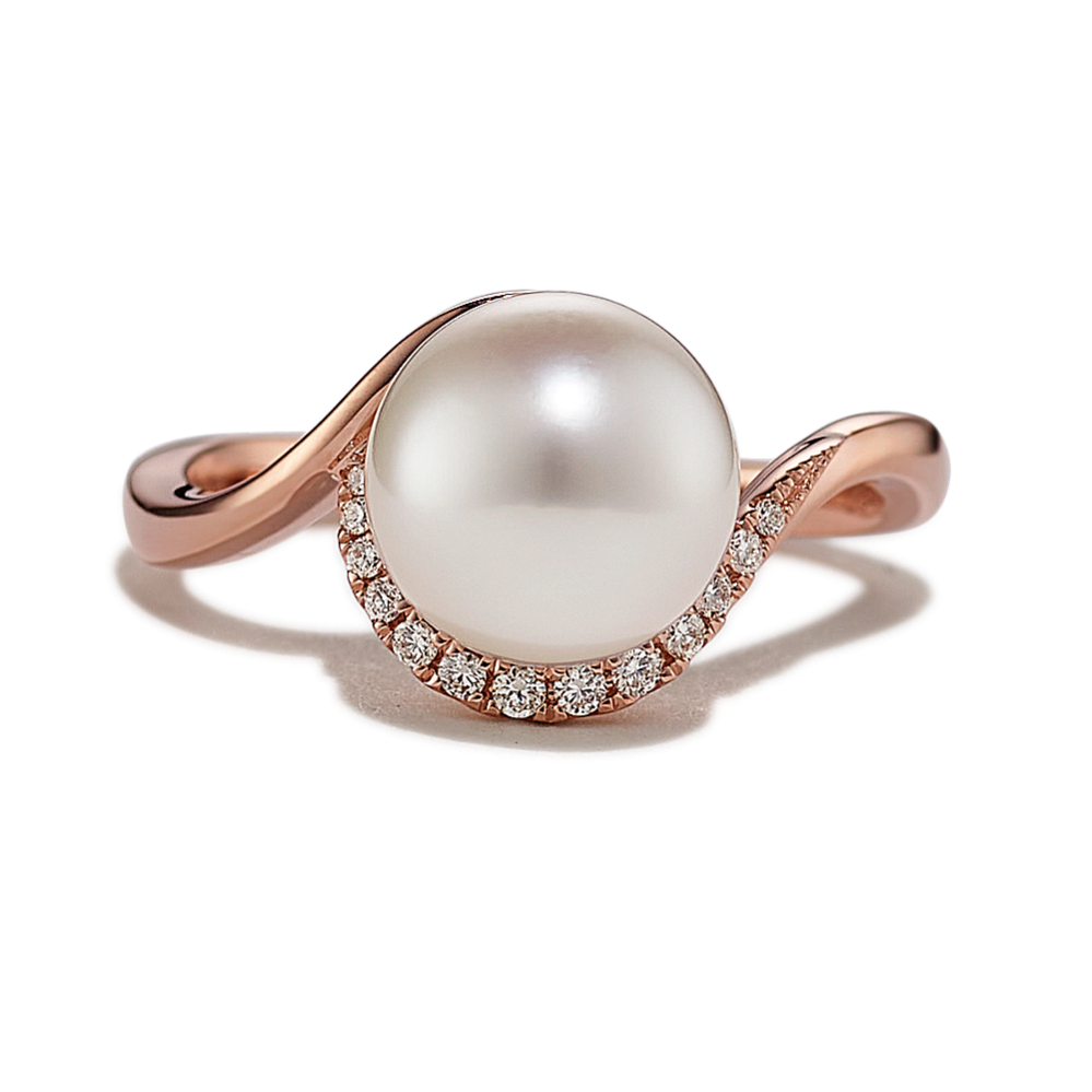 9mm Cultured South Sea Pearl and Diamond Ring