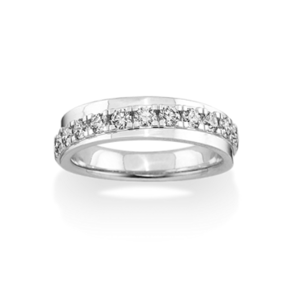 Diamond Wedding Band in 14K White Gold (7mm)