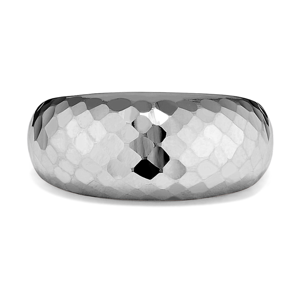 Mojave Hammered Dome Ring in 14K White Gold