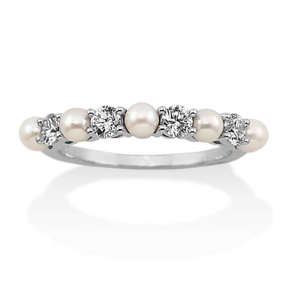 Cultured Akoya Pearl & Diamond Band