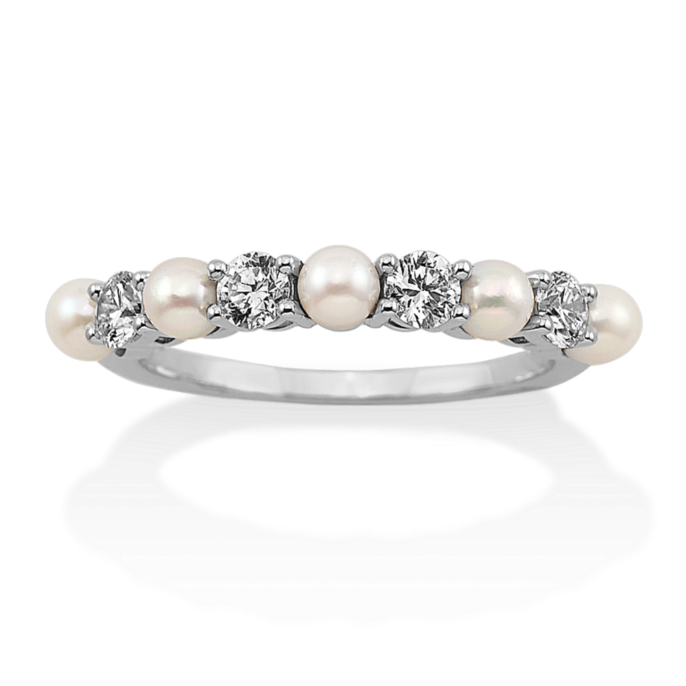 Annecy 3mm Cultured Akoya Pearl Ring in 14K White Gold