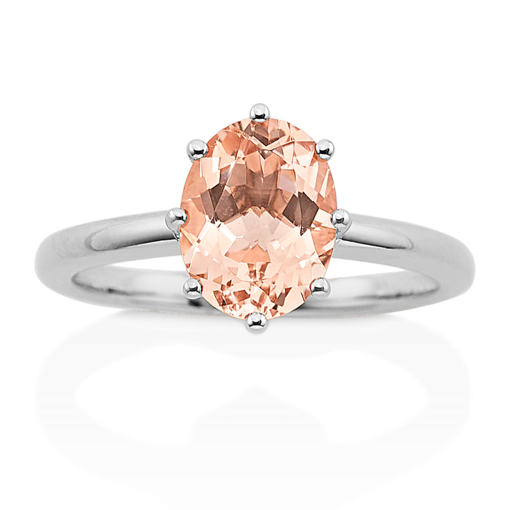 Hera Peach Morganite Solitaire Ring in 14K White Gold