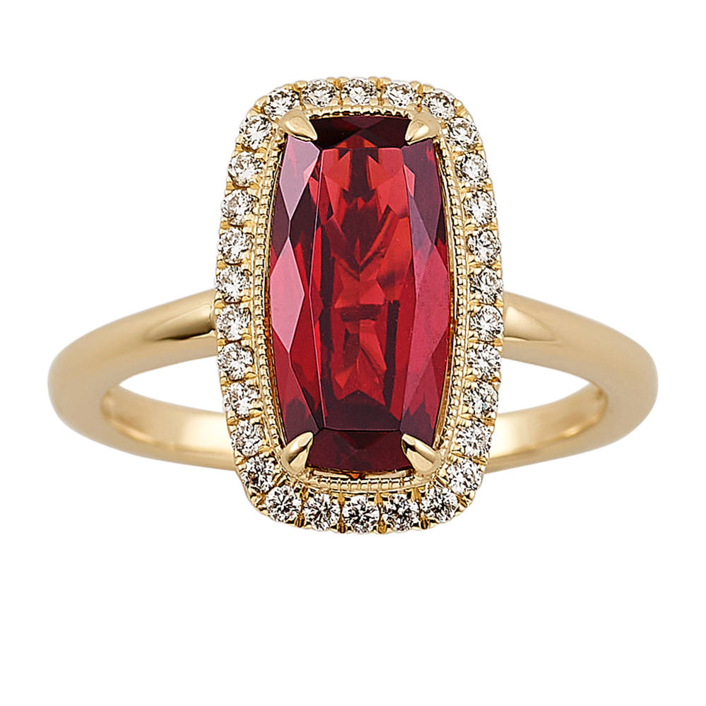 Morelia Garnet and Diamond Cocktail Ring in 14K Yellow Gold
