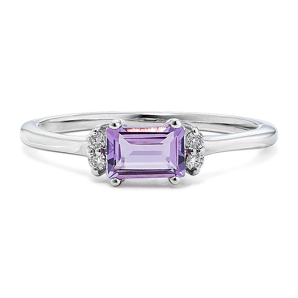Raine Amethyst and Diamond Ring in Sterling Silver