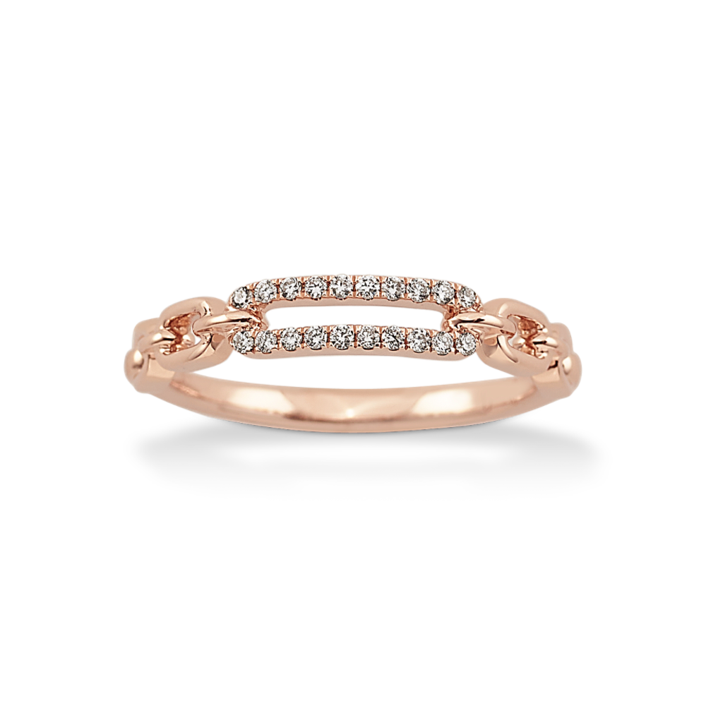 Cyra Natural Diamond Link Ring in 14K Rose Gold