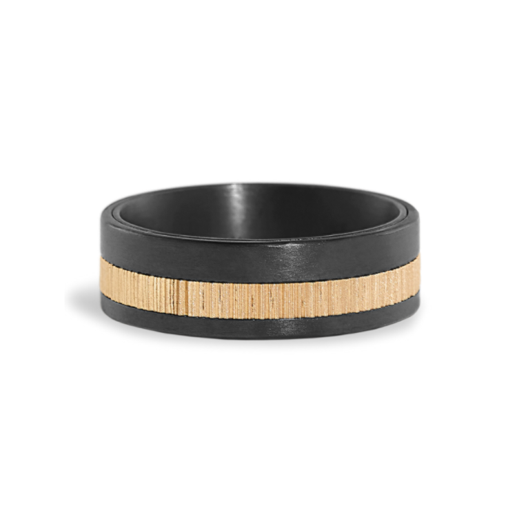 Bark Tantalum Band with 14k Yellow Gold Accent (8mm)