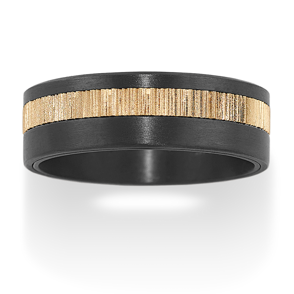 Bark Tantalum Band with 14k Yellow Gold Accent (7mm)