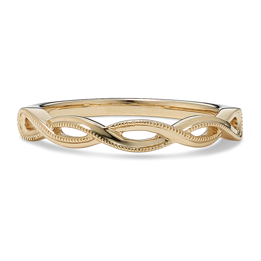Milgrain Twist 14K Yellow Gold Band