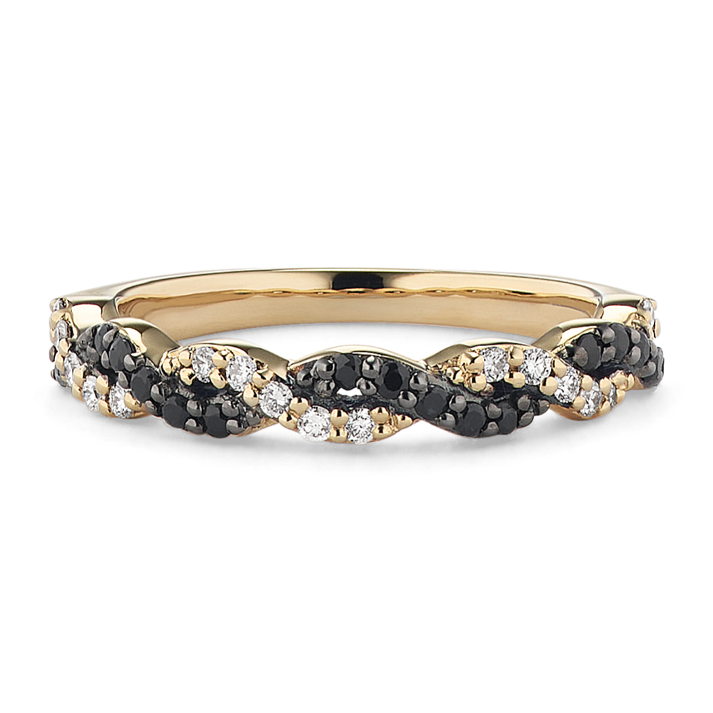 Twisted Black Sapphire & Diamond Band