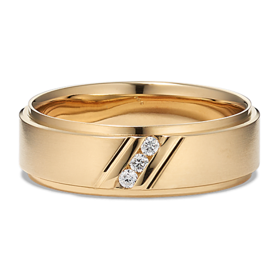Inclined 14K Yellow Gold & Diamond Band (7mm)