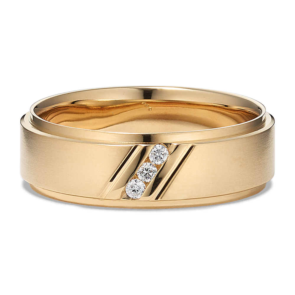 Inclined 14K Yellow Gold & Diamond Band (7mm)