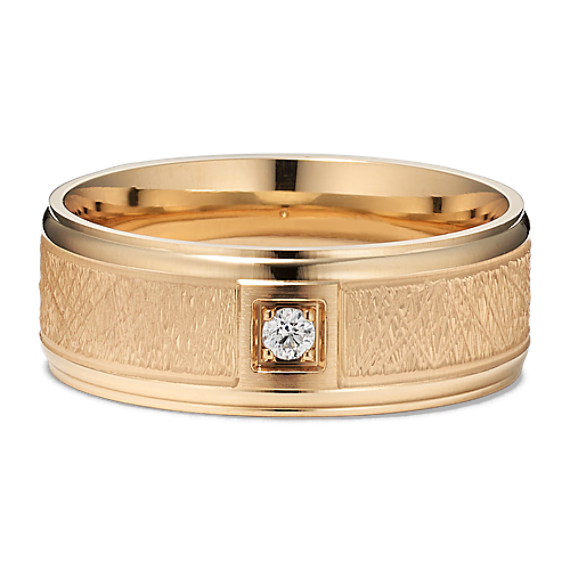 Scored 14K Yellow Gold & Diamond Band (8mm)