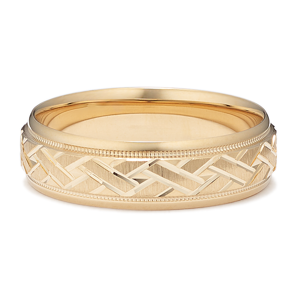 Braided 14K Yellow Gold Band (6mm) | Shane Co.