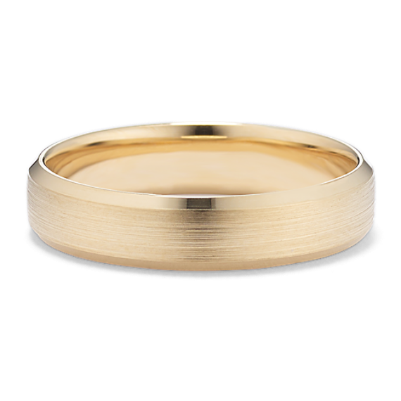 Beveled Edge Satin 14K Yellow Gold Band (5mm)