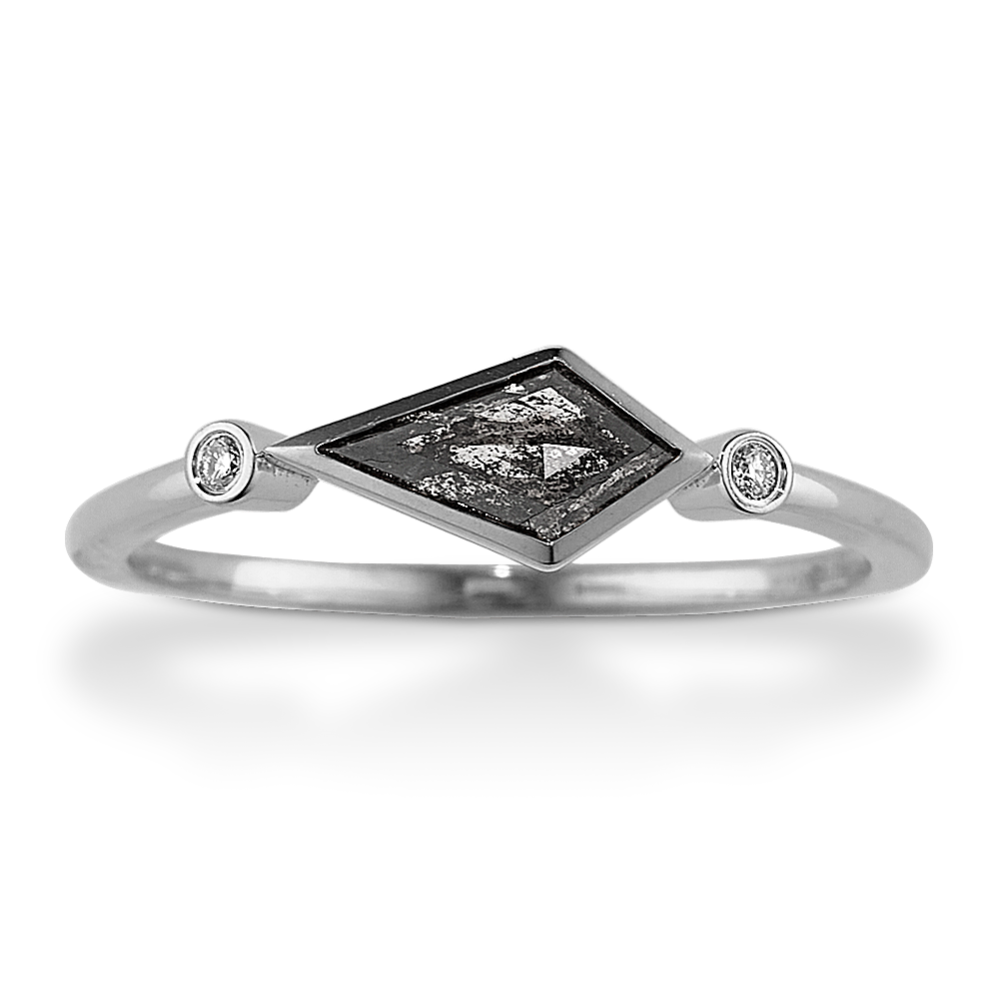 Kite-Shaped Pepper Diamond Ring in 14K White Gold