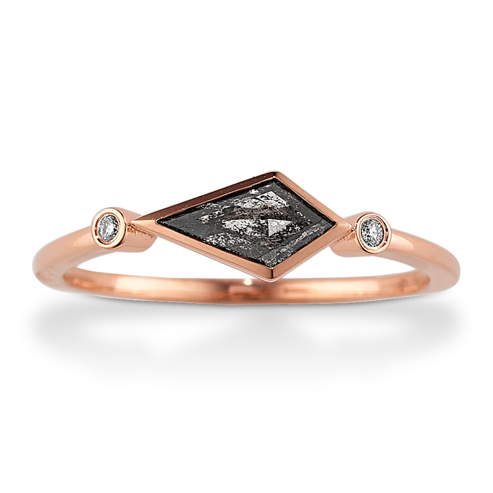 Kite-Shaped Pepper Diamond Ring in 14K Rose Gold