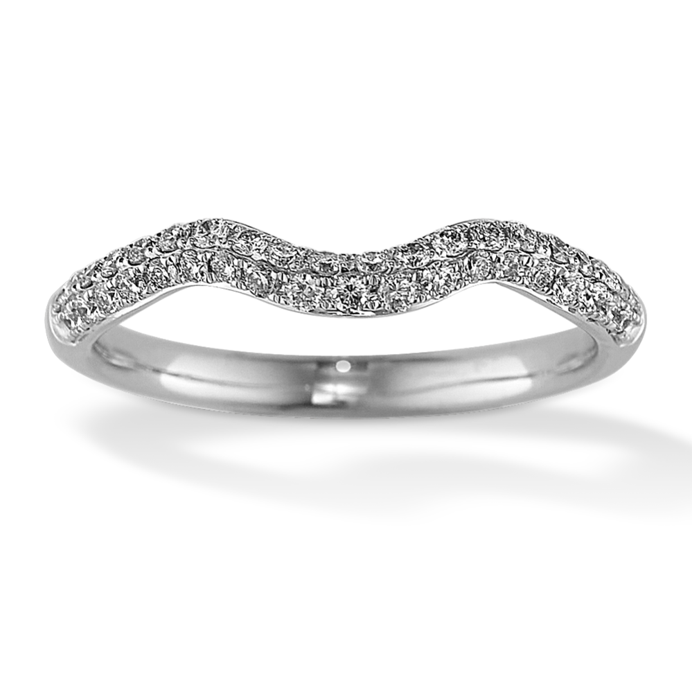 Diamond Contour Wedding Band in 14K White Gold