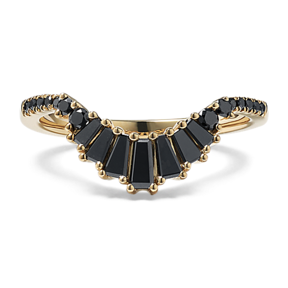 Art Deco Black Diamond Contour Band