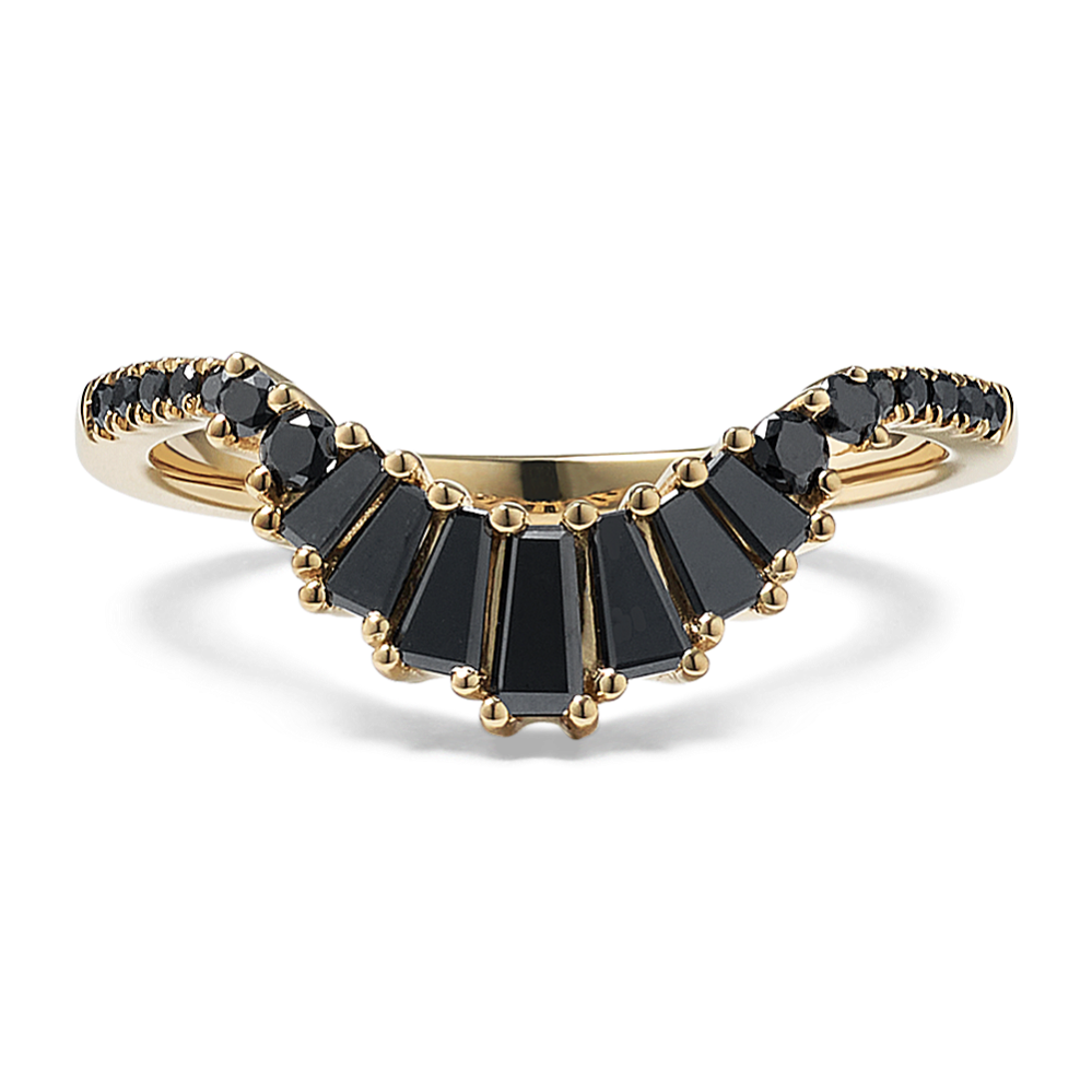 Art Deco Black Diamond Contour Band