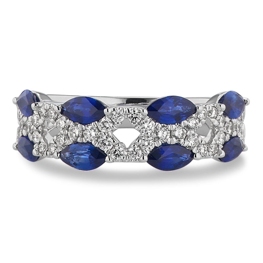 Lattice Sapphire & Diamond Band