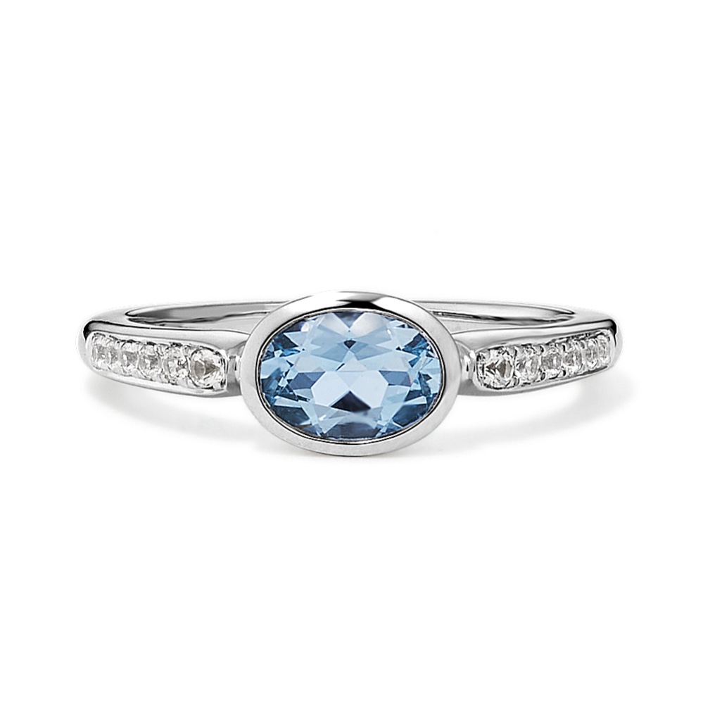 Dulce Aquamarine & White Sapphire Ring