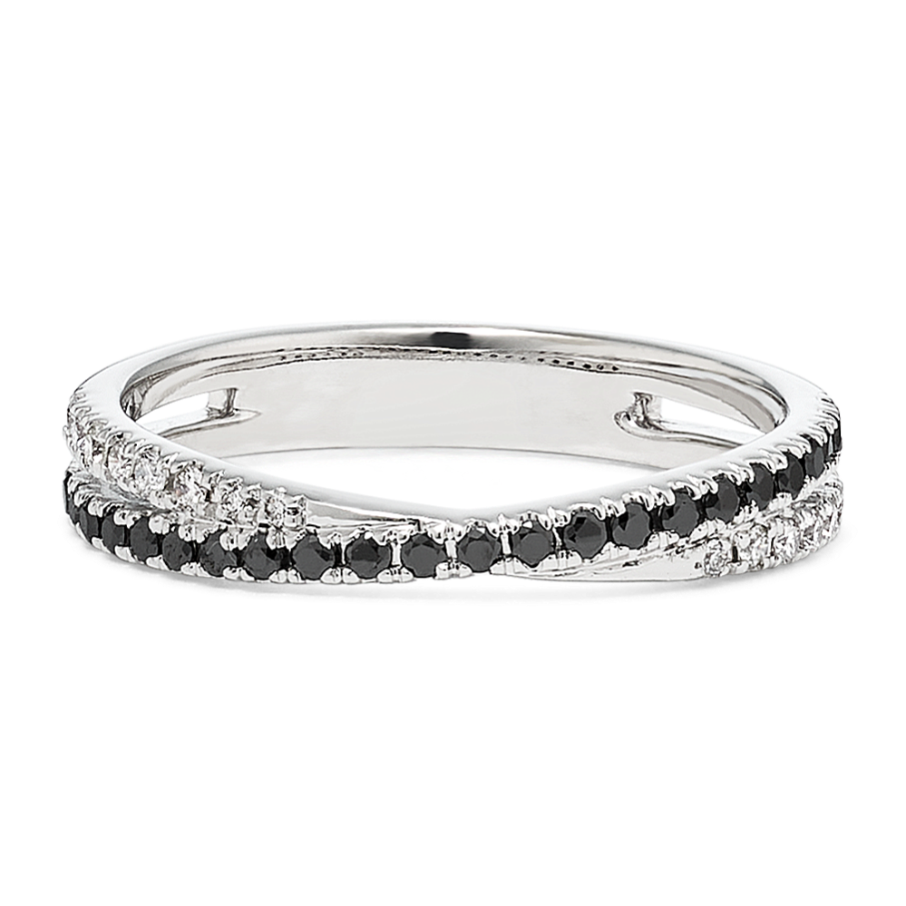 Black & White Crossover Diamond Pave Band