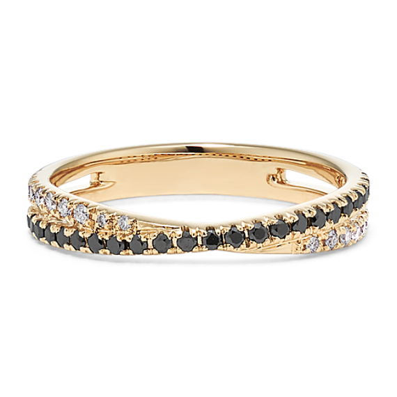 Black & White Crossover Diamond Pave Band