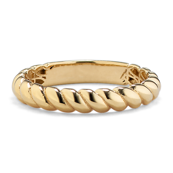 Rope Twist Stackable 14K Yellow Gold Ring