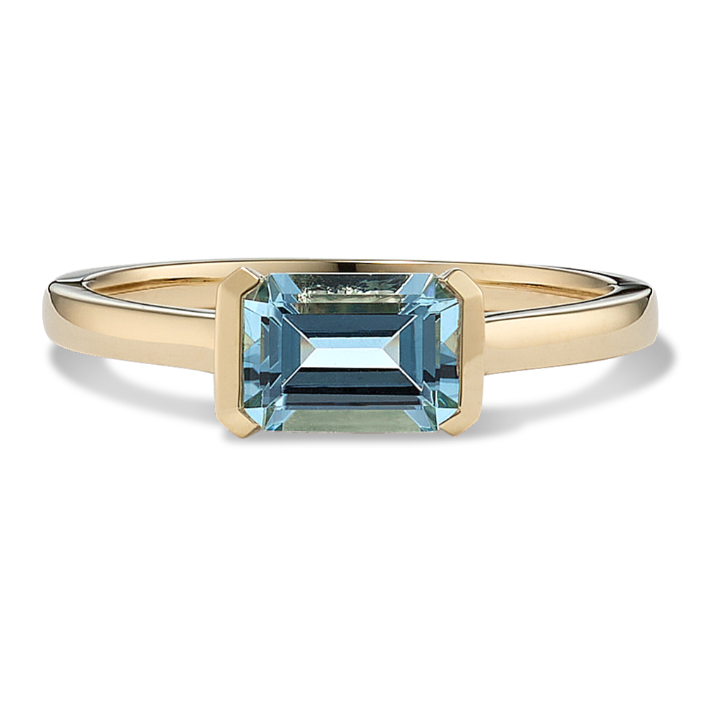 Darla East-West Aquamarine Ring (7x5mm)