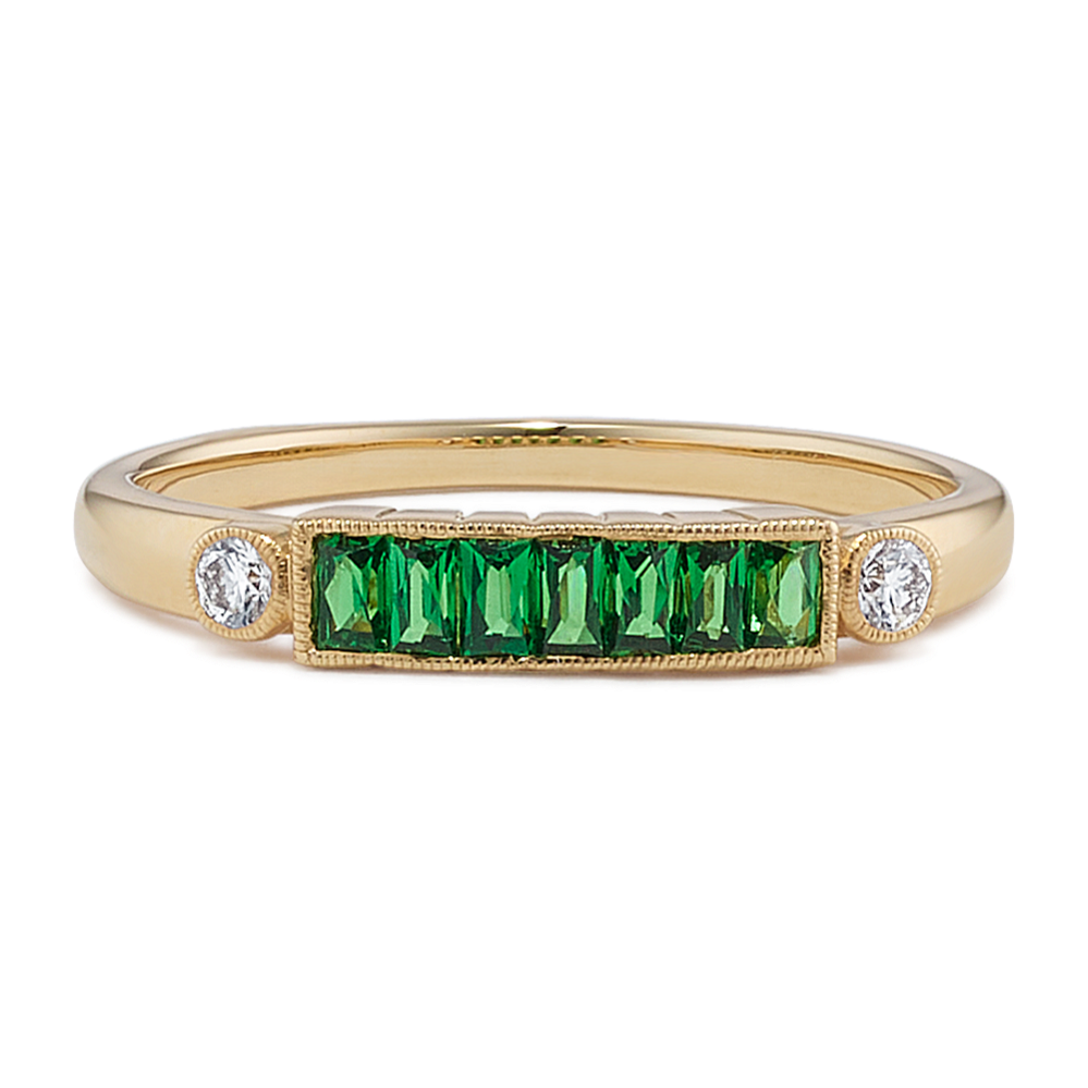 Streamlet Stackable Tsavorite & Diamond Ring