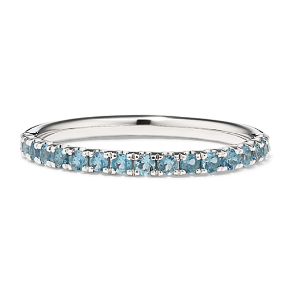Aquamarine 14K White Gold Stackable Ring