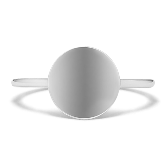 14K White Gold Engravable Disk Ring