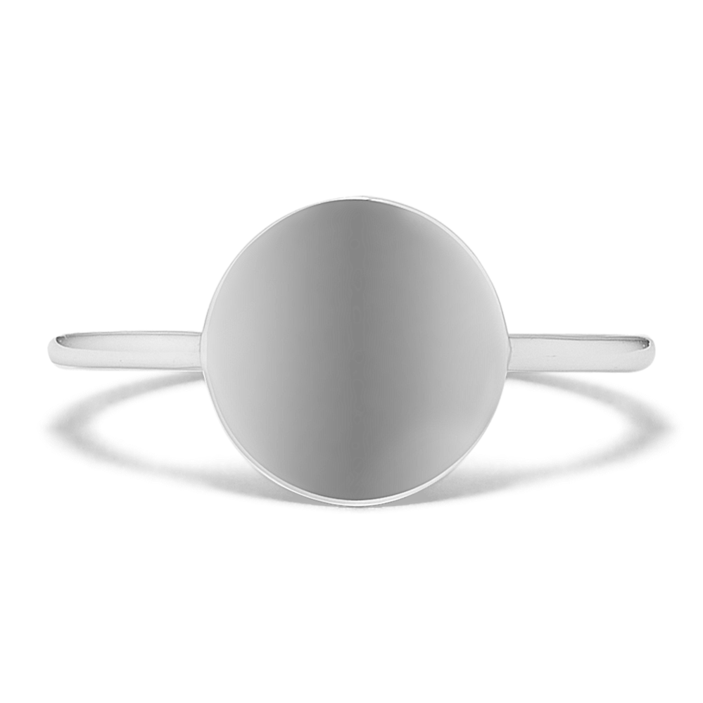 14K White Gold Engravable Disk Ring