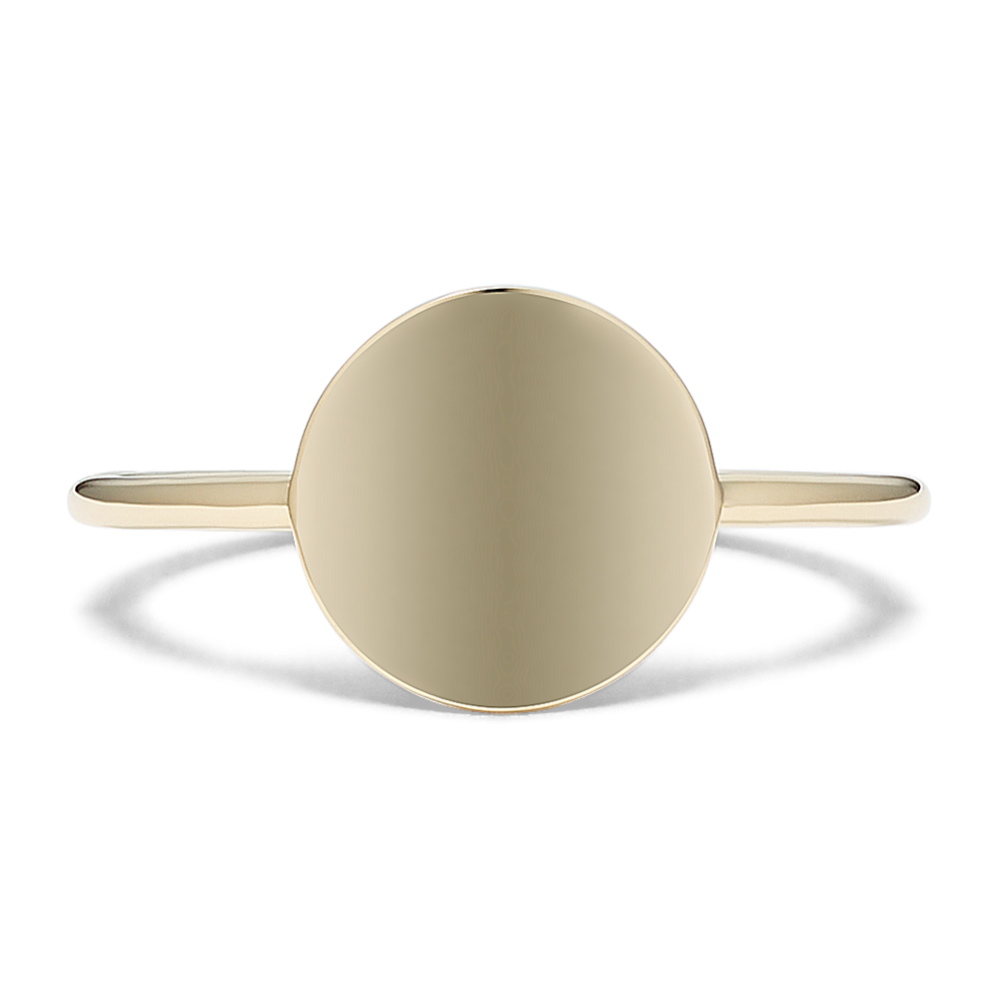 14K Yellow Gold Engravable Disk Ring